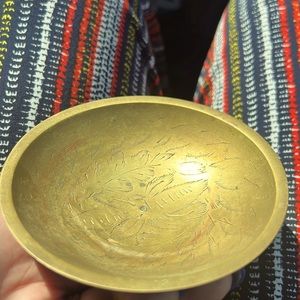 Vintage etched Indian brass candleholder, EUC